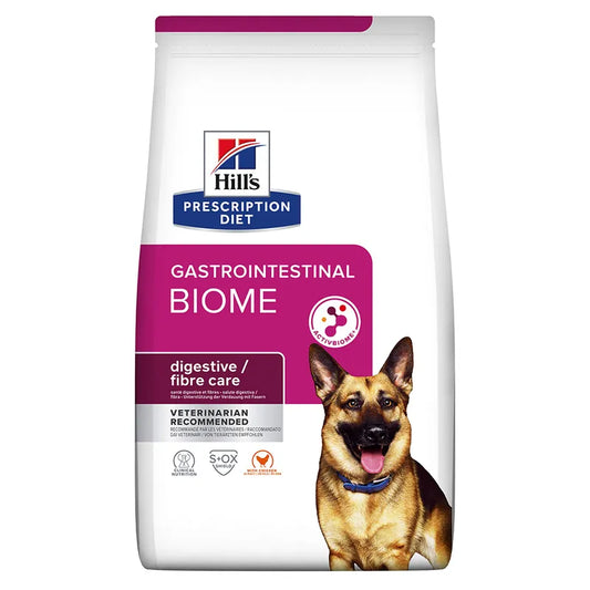 Hills Prescription Diet Gastrointestinal Biome dog food package on a white background