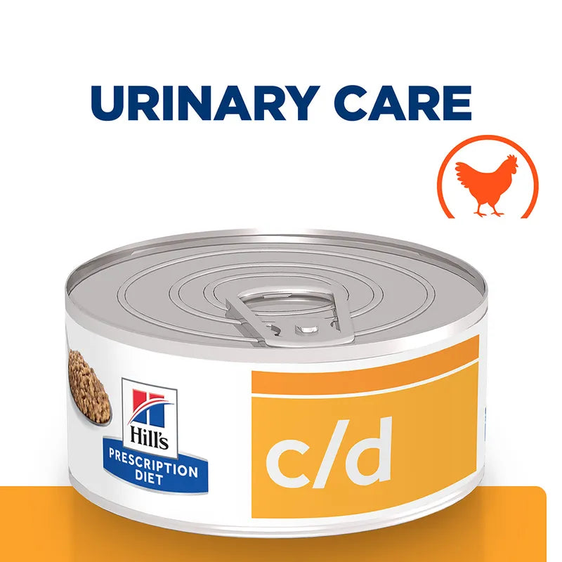 Can of Hills Prescription Diet c/d Urinary Care cat food on a white background