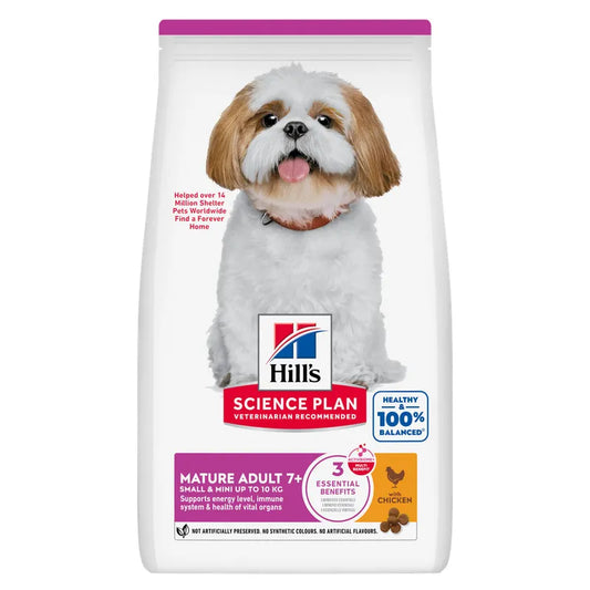 Hills Science Plan dog food package with a small dog on the label against a white background