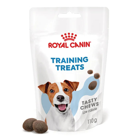 Royal Canin Training Treats package with a dog illustration on a white background