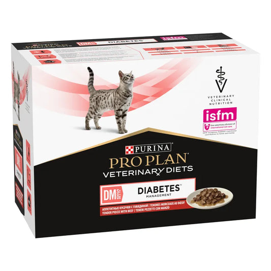 Purina Pro Plan Veterinary Diets Diabetes management cat food package on a white background