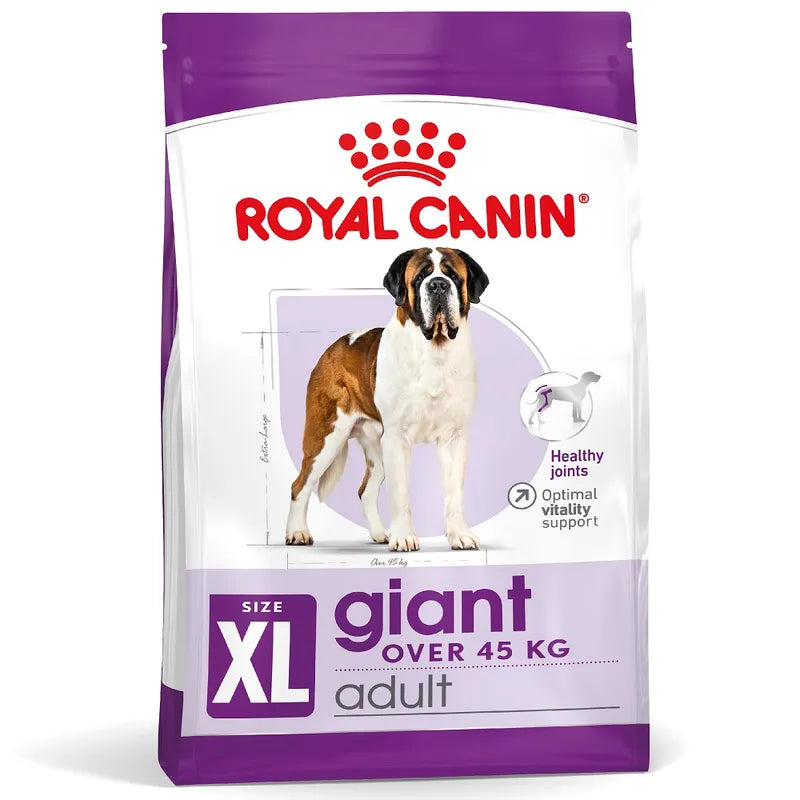 Royal Canin Giant adult dog food package on a white background