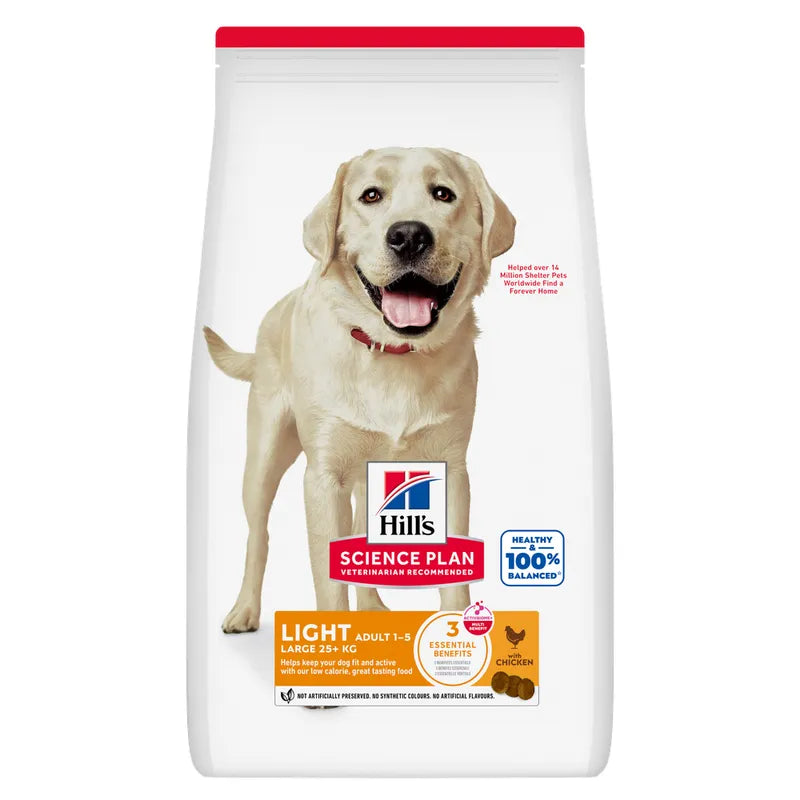 Hills Science Plan dog food package with a Labrador on a white background