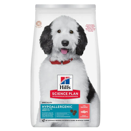 Hills Science Plan dog food package with a dog on the label against a white background