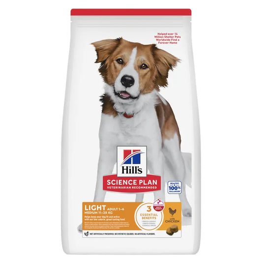 Hills Science Plan dog food package with a medium-sized dog on the label.