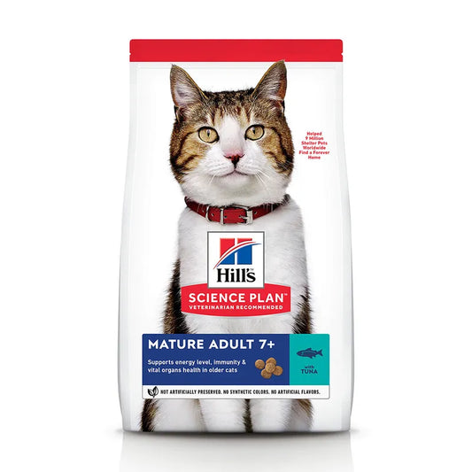 Hills Science Plan cat food package with a cat on the front on a white background