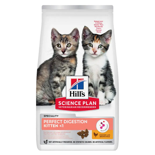 Hills Science Plan kitten food packaging with two kittens on a white background