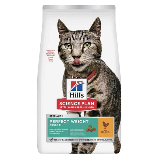 Hills Science Plan cat food bag with a cat on the label on a white background