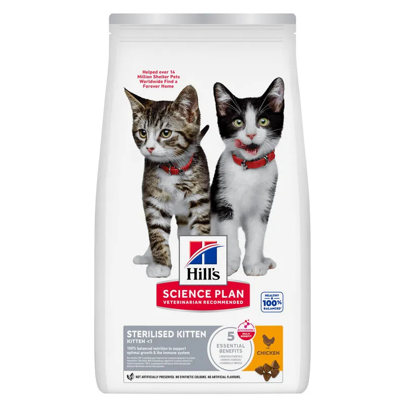 Hills Science Plan cat food package with two kittens on a white background