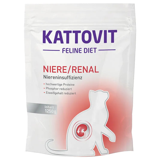 Kattovit feline diet package for renal care on a white background