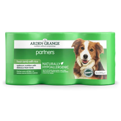 Arden Grange dog food packaging with a dog on the label
