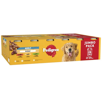 Pedigree dog food jumbo pack on a white background