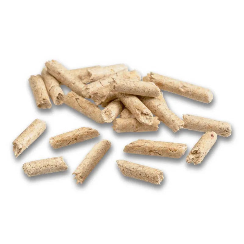 Wood pellets on a white background