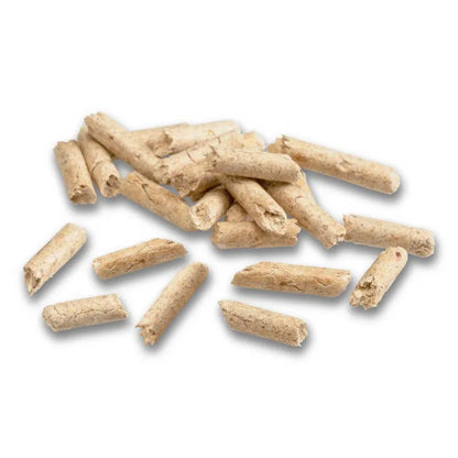 Wood pellets on a white background