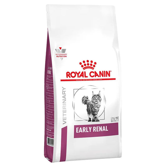 Royal Canin Veterinary Diet Early Renal cat food bag on a white background