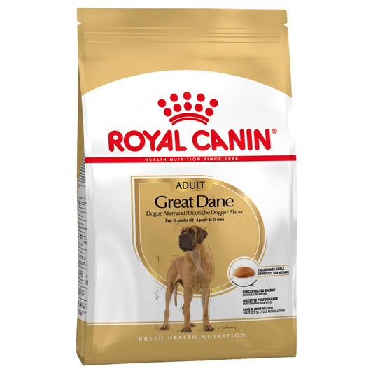 Royal Canin Great Dane dog food package on a white background