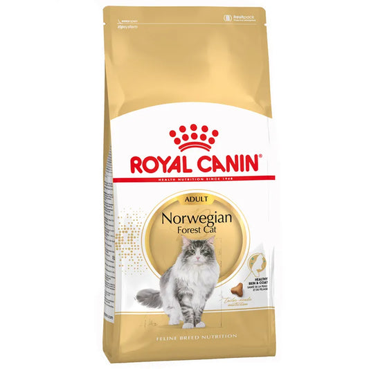 Royal Canin Norwegian Forest Cat food package on a white background