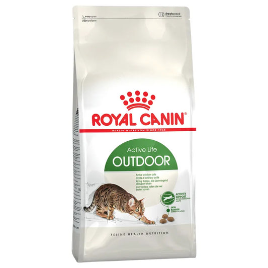 Royal Canin Active Life Outdoor cat food bag on a white background