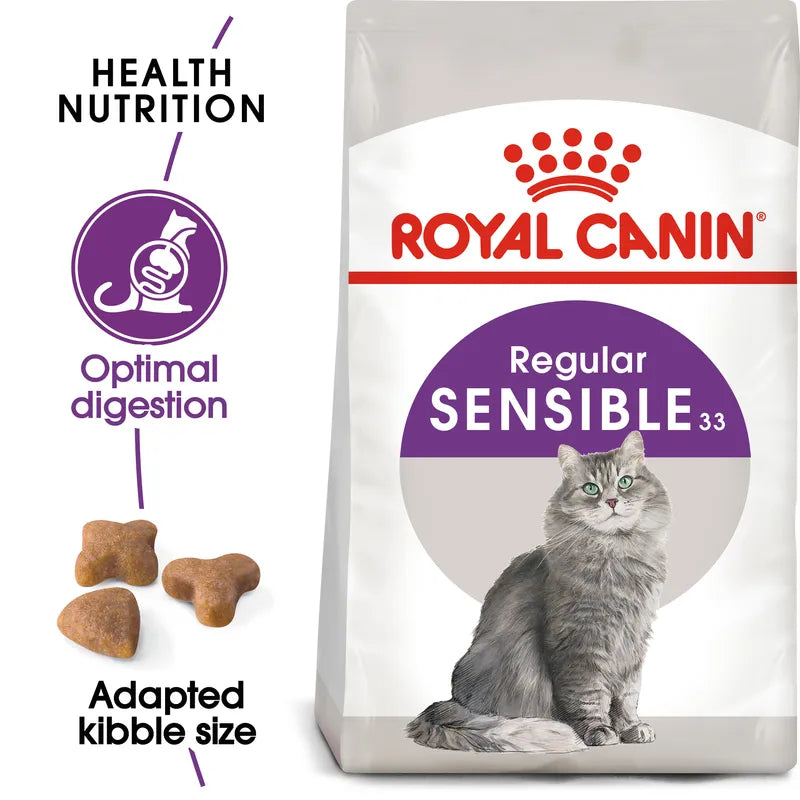 Royal Canin cat food package with a gray cat on the label