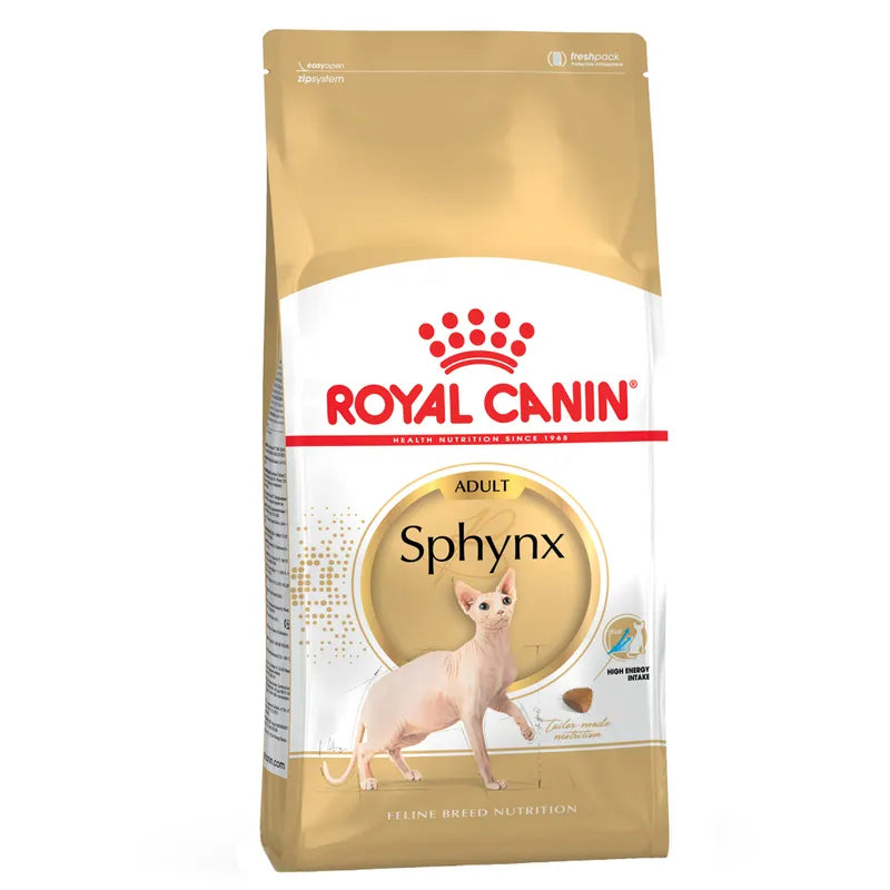 Royal Canin Sphynx cat food package on a white background
